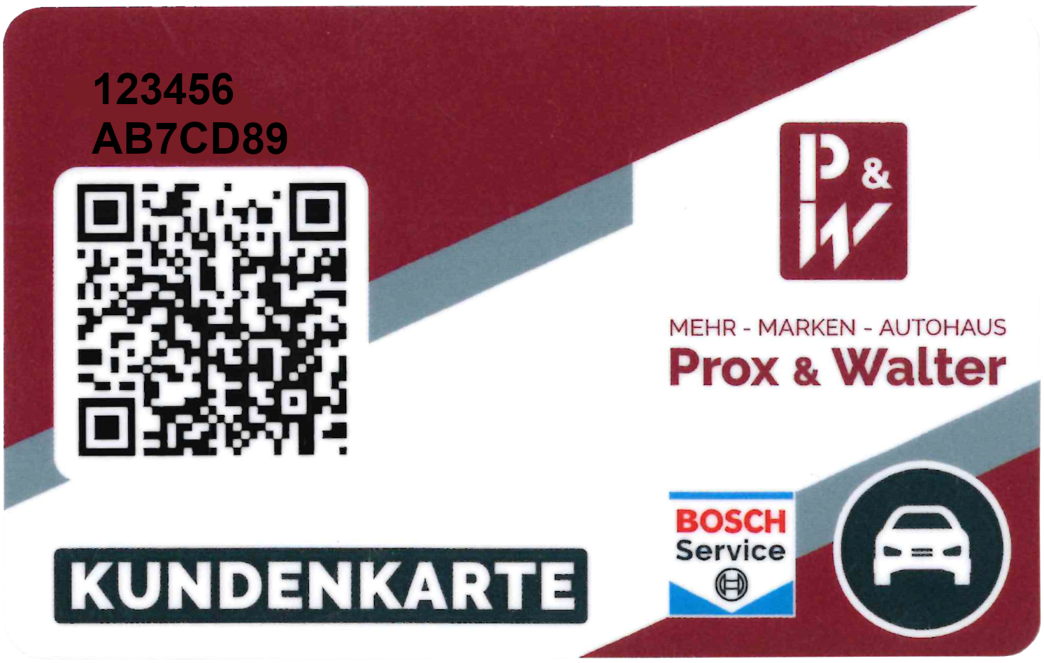 zu sehen ist die Kundenkarte Prox & Walter